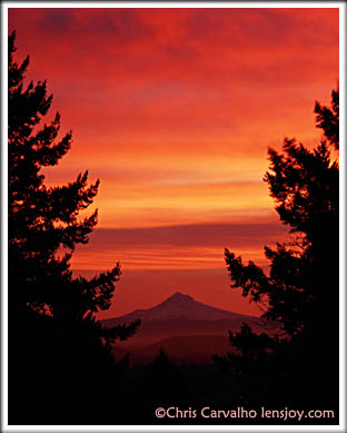 Mount Hood Winter Sunrise -- Photo © Chris Carvalho/Lensjoy.com